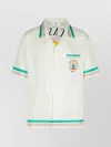 Casablanca Mens Tbc Cuban-collar Graphic-pattern Silk Shirt In White