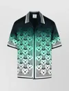 Casablanca Men Gradient Monogram Short Sleeve Silk Shirt In Green