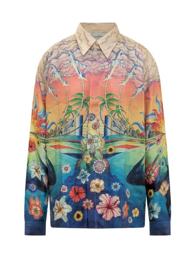 Casablanca Graphic-print Silk Shirt In Multicolor