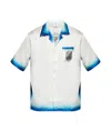 Casablanca White Shirt With Cuban Collar And Maxi Logo Printed On The Back In Silk Man In White