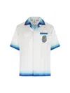 Casablanca White Shirt With Cuban Collar And Maxi Logo Printed On The Back In Silk Man In White