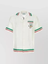 Casablanca Silk Shirt With Graphic Print And Striped Trim In Green