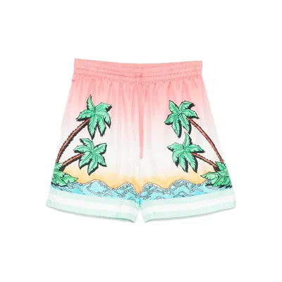 Casablanca Palms Tennis Club Twill Shorts In Pink