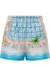 Casablanca Silk Shorts With Graphic Print And Side Pockets In Multi