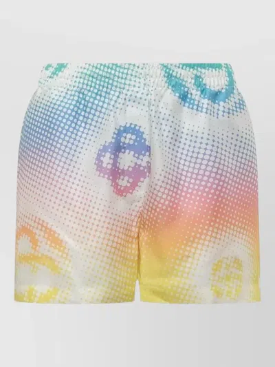 Casablanca Silk Shorts Logo Pattern Relaxed Fit In Multi