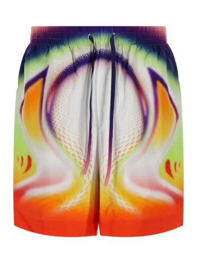 Casablanca Silk Gradient Drawstring Casual Shorts In Multi