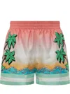 Casablanca Short Pants With Silk Graphic Print In Pink