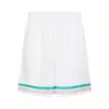 Casablanca Silk Twill Drawstring Shorts With Graphic Print In White