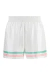 Casablanca Stripe-detail Silk Shorts In White
