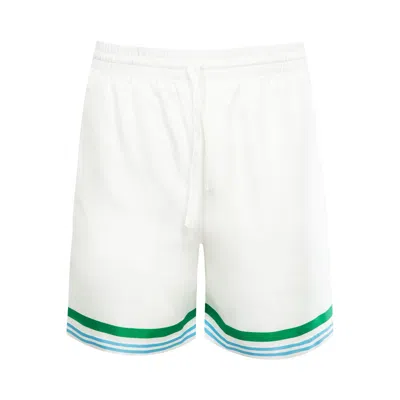 Pre-owned Casablanca Silk Shorts With Drawstring 'le Jeu Coloré' | White | Men's Size Xxl