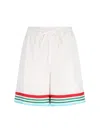 Casablanca Mens Casa Way World Series Relaxed-fit Striped Silk Shorts In White
