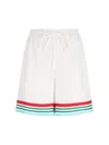 Casablanca Mens Casa Way World Series Relaxed-fit Striped Silk Shorts In White