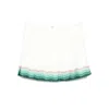 Casablanca Multicolour Tennis Pleated Silk Mini Skirt  In White