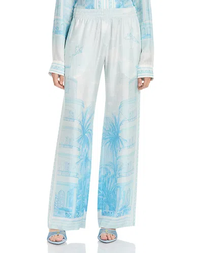 Casablanca Silk Smocked Waist Trousers In White