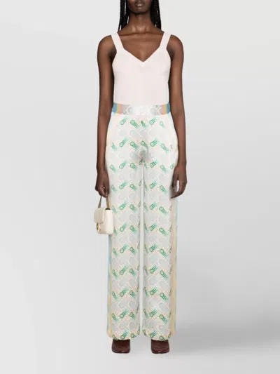 Casablanca Women Printed Silk Straight Leg Trousers In Multi