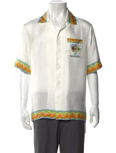 Pre-owned Casablanca Silk Striped Shirt In White