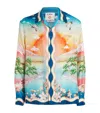 Casablanca Tennis Club Convertible-collar Printed Silk-twill Shirt