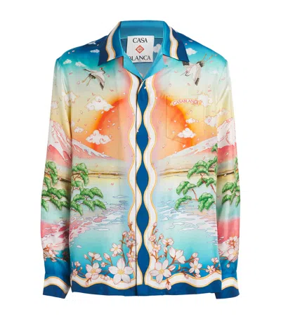 CASABLANCA SILK TENNIS CLUB PRINT SHIRT