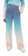 Casablanca Cc Ombre Print Silk Wide-leg Trousers In Blue Gradient