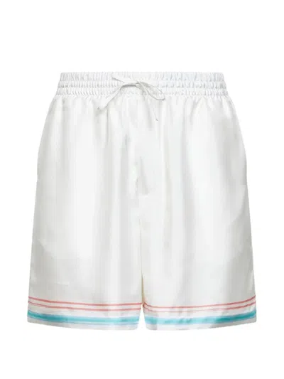 Casablanca Silk Twill Dance Shorts For Men In White