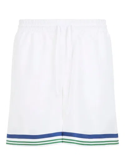 Casablanca Silk Twill Mini Shorts For Men In White