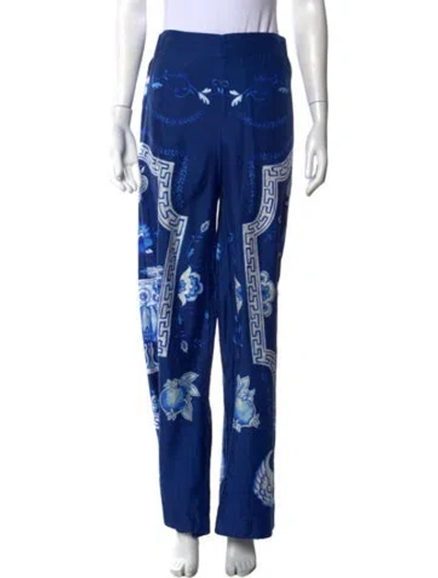 Pre-owned Casablanca Silk Wide Leg Pants In Blue