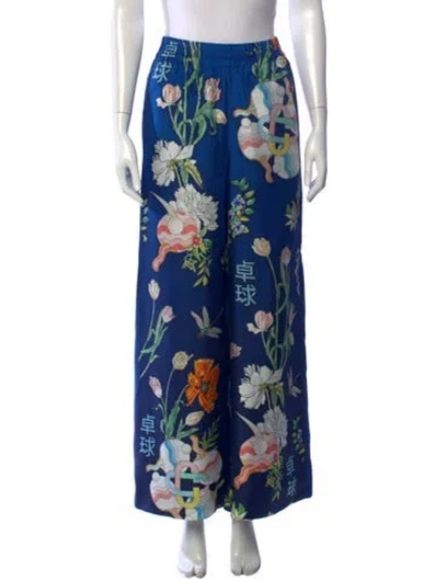 Pre-owned Casablanca Silk Wide Leg Pants In Blue