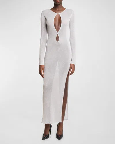 Casablanca Silver Dress W/ Cut Out Details