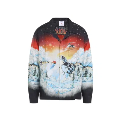 Casablanca Ski Lake Multicolor Silk Cuban Collar Ls Shirt
