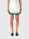 Casablanca High-waisted Pleated Silk Skirt With Colorful Hemline In White