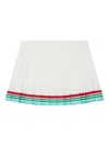 Casablanca White Silk Pleated Striped Skirt In White