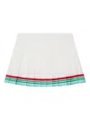 Casablanca High-waisted Pleated Silk Skirt With Colorful Hemline In White