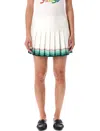 Casablanca Multicolour Tennis Pleated Silk Mini Skirt  In White