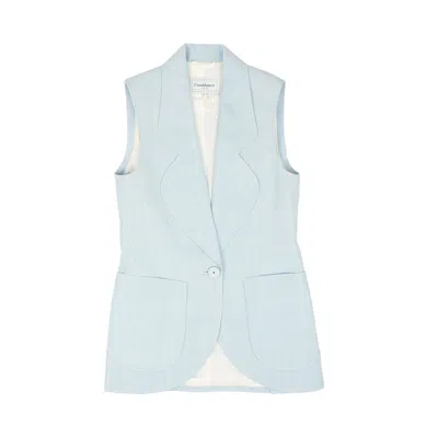 Pre-owned Casablanca Sleeveless Single Breasted Tailored Blazer 'light Blue' | Women's Size 34