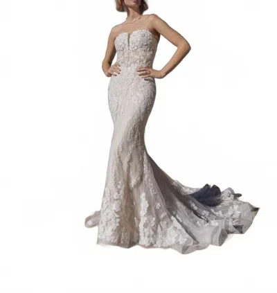 Casablanca Sleeveless Wedding Gown In Light Nude/nude/ivory In Silver