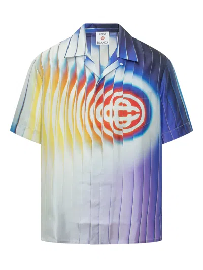 Casablanca Sleeves Cut Cuban Shirt With Graphic Print In Multi