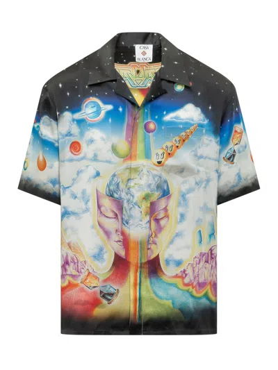 Casablanca Sleeves Cut Shirt With Stampaint Cosmica - Spring/summer 2026 In Black