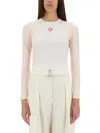 Casablanca Crewneck Logo Top With Long Raglan Sleeves In Multicolour