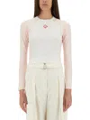 Casablanca Crewneck Logo Top With Long Raglan Sleeves In Multicolour