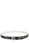 Casablanca Slim Leather Belt With Interlocking Double-c Buckle In Black