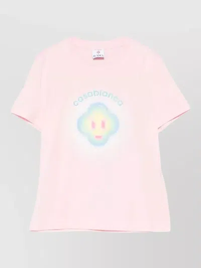 Casablanca Women Airbrush Smiley Fitted Short-sleeve T-shirt In Pink