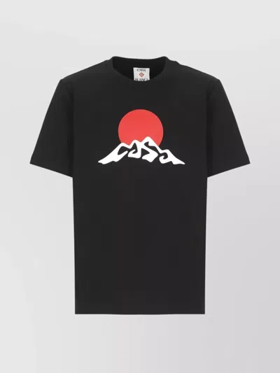Casablanca Snow Mountain Graphic Print T-shirt In Black