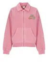 Casablanca Soft Cotton Sweatshirt With Contrasting Patches And Zip Closure In Pink