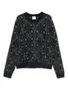 Casablanca Textured Gray Sweater With Fuzzy Pattern In Black