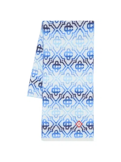 Casablanca Space Dye Monogram Scarf In Blue