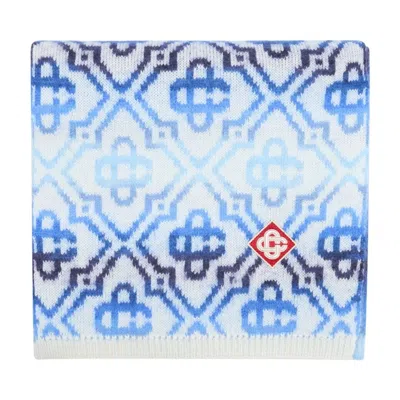 Casablanca Space Dye Monogram Scarf In Blue