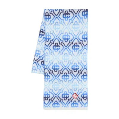 Casablanca Space Dye Monogram Wool Scarf In Multi