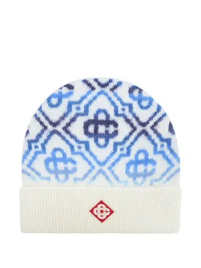 Casablanca Space Monogram Beanie Hat In White