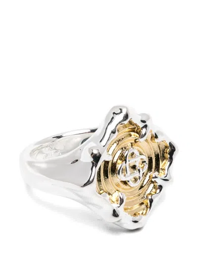 Casablanca Splash Signet Ring In Metallic