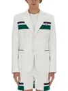 Casablanca Tailored Sport Jacket Featuring Button Detailing In White / Green / Navy